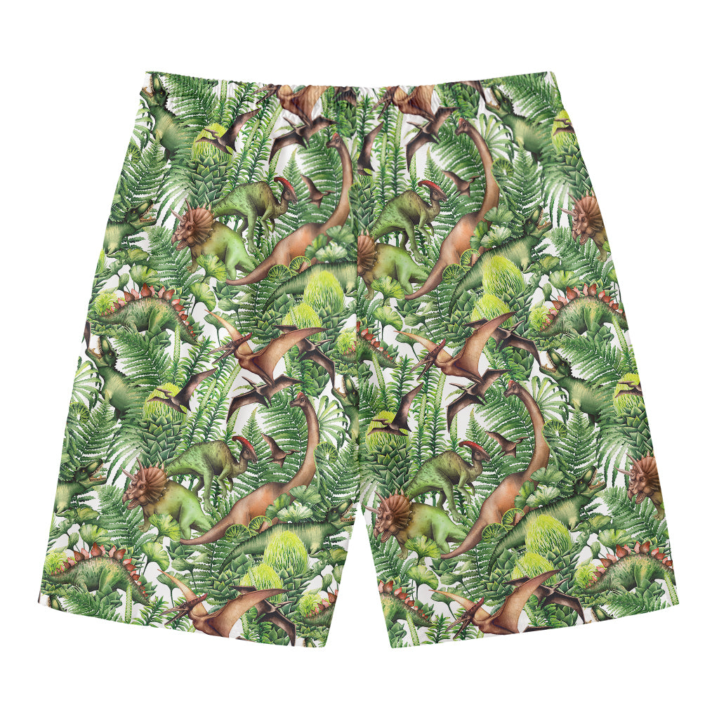 Dinosaur And Prehistoric Plants Print Men's Swim Trunks
