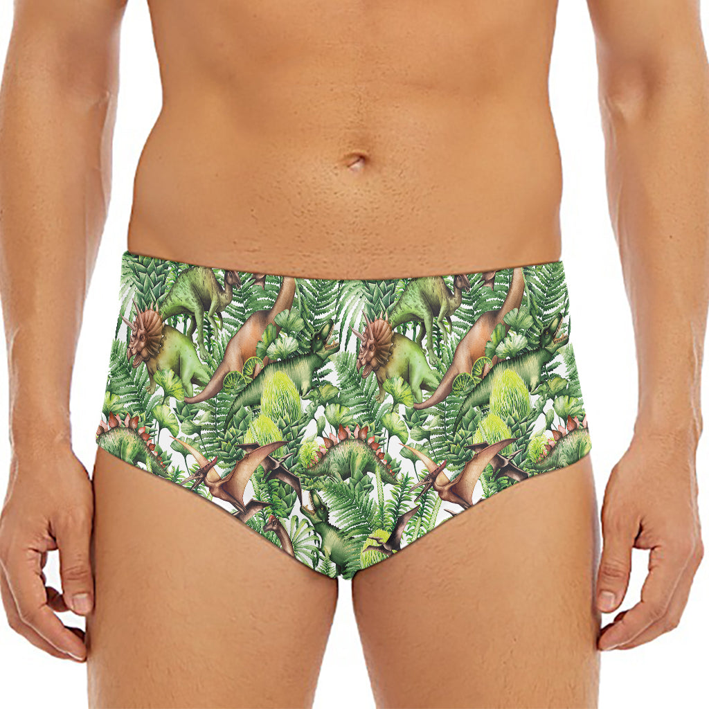 Dinosaur And Prehistoric Plants Print Men's Triangle Swim Briefs