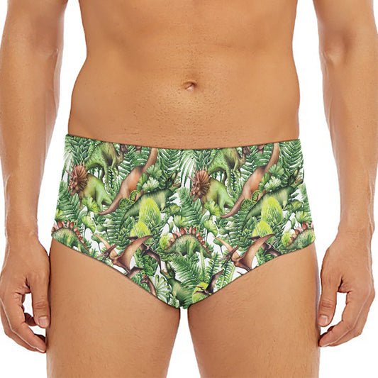 Dinosaur And Prehistoric Plants Print Men's Triangle Swim Briefs