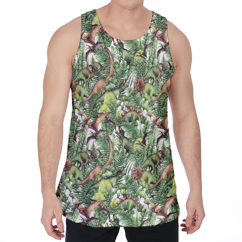 Dinosaur And Prehistoric Plants Print Men's Velvet Tank Top
