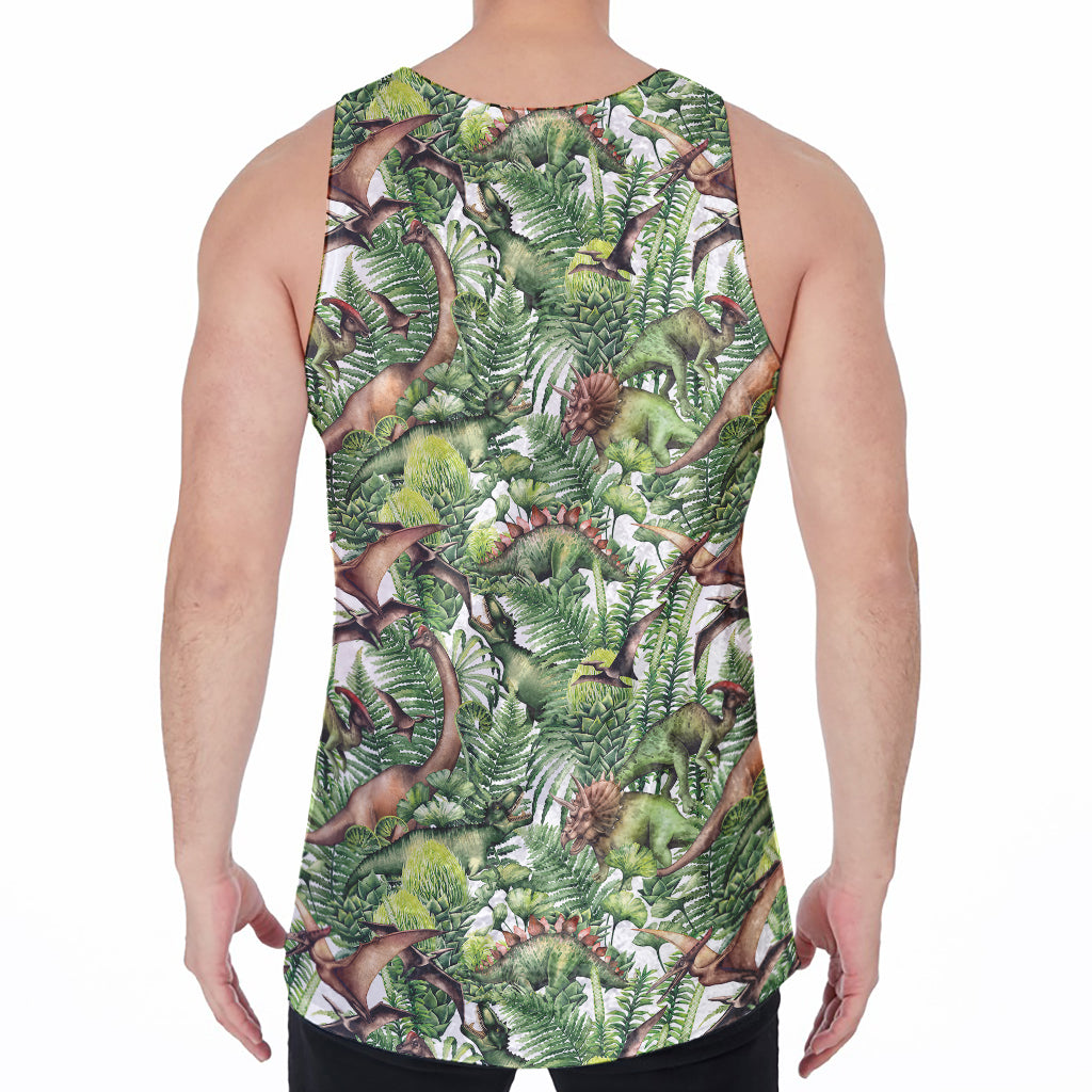 Dinosaur And Prehistoric Plants Print Men's Velvet Tank Top