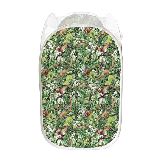 Dinosaur And Prehistoric Plants Print Mesh Laundry Hamper