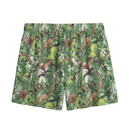 Dinosaur And Prehistoric Plants Print Mesh Shorts