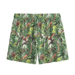 Dinosaur And Prehistoric Plants Print Mesh Shorts
