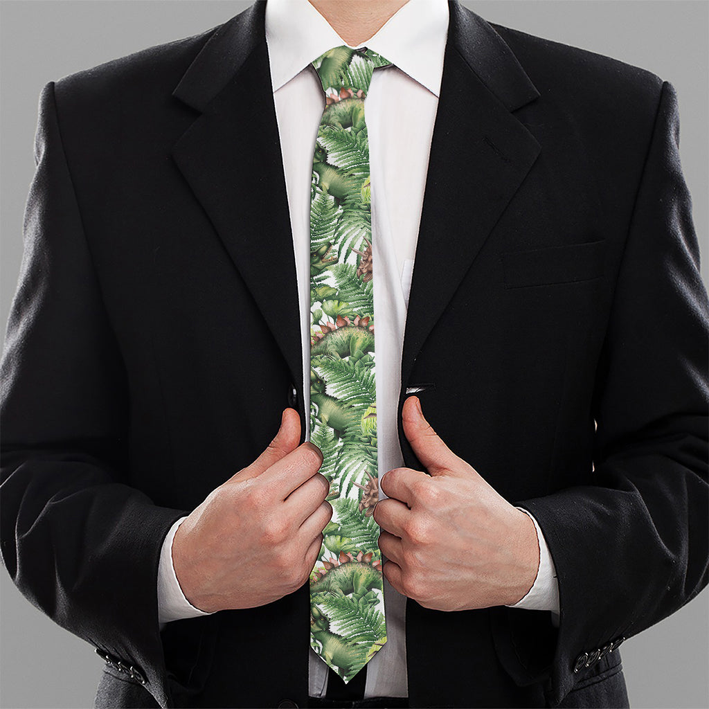 Dinosaur And Prehistoric Plants Print Necktie
