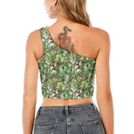 Dinosaur And Prehistoric Plants Print One Shoulder Crop Top