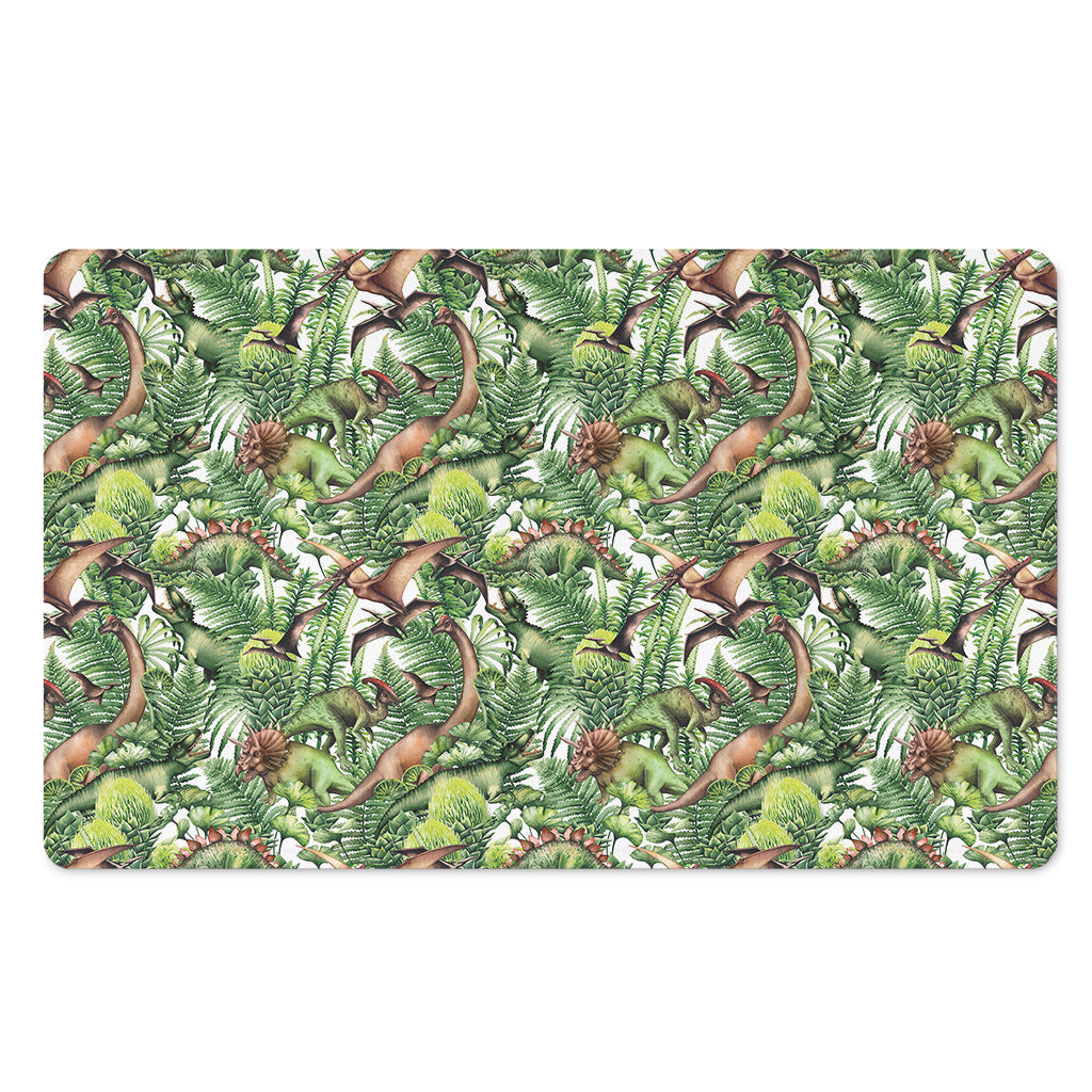 Dinosaur And Prehistoric Plants Print Polyester Doormat