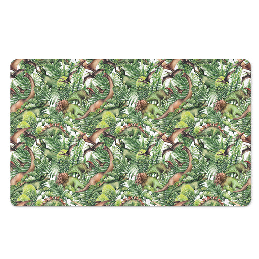 Dinosaur And Prehistoric Plants Print Polyester Doormat