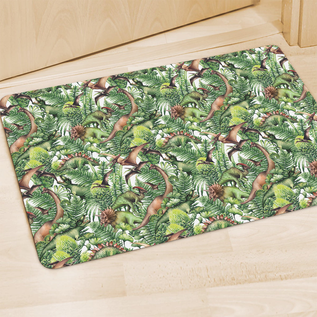 Dinosaur And Prehistoric Plants Print Polyester Doormat