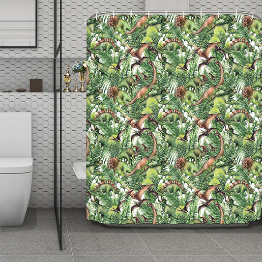 Dinosaur And Prehistoric Plants Print Polyester Shower Curtain