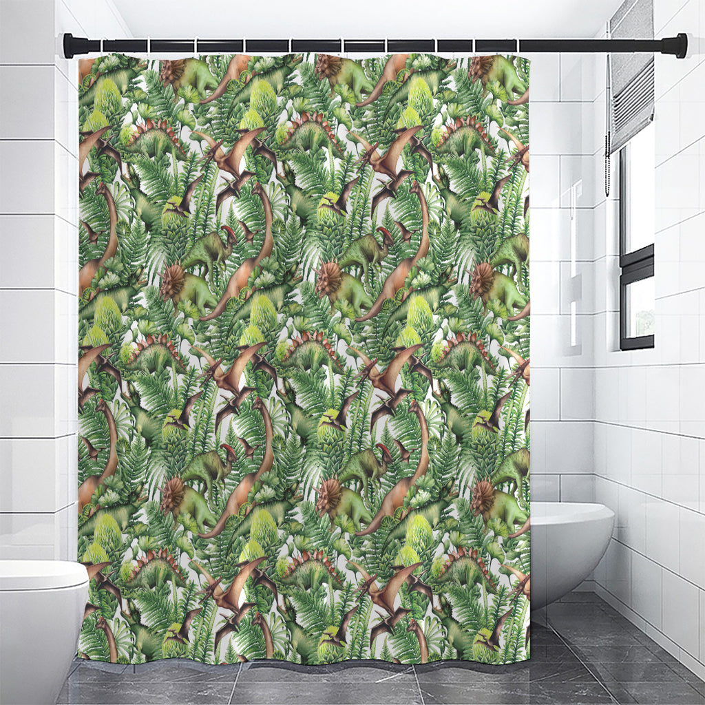Dinosaur And Prehistoric Plants Print Premium Shower Curtain