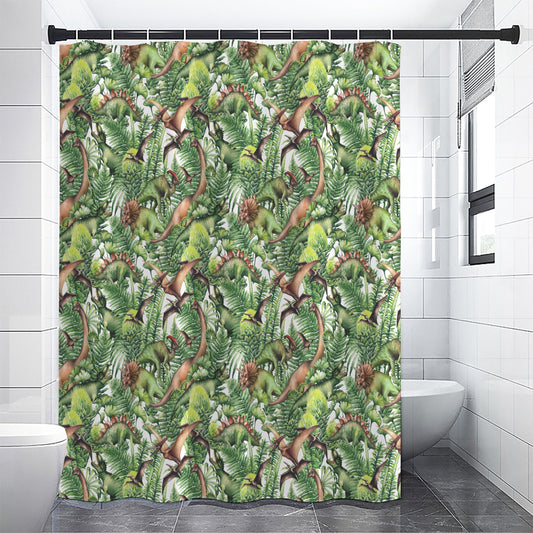 Dinosaur And Prehistoric Plants Print Premium Shower Curtain