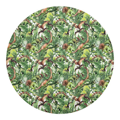 Dinosaur And Prehistoric Plants Print Round Blanket