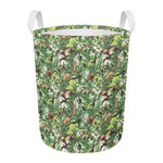Dinosaur And Prehistoric Plants Print Round Laundry Basket