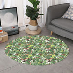 Dinosaur And Prehistoric Plants Print Round Rug
