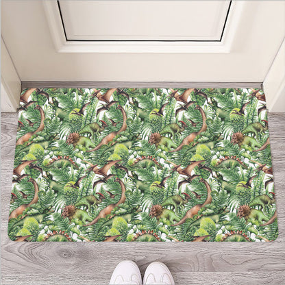 Dinosaur And Prehistoric Plants Print Rubber Doormat