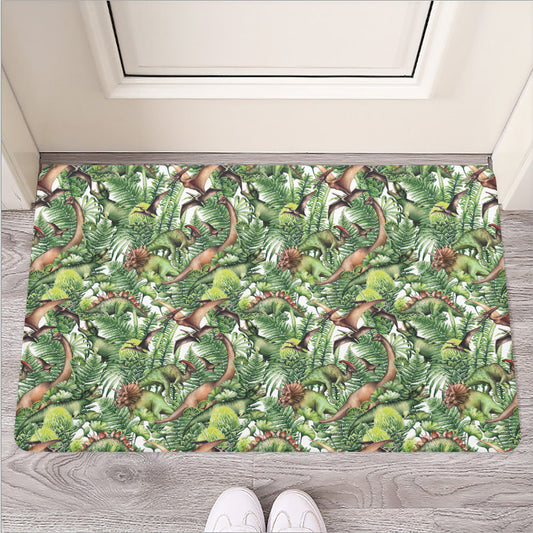 Dinosaur And Prehistoric Plants Print Rubber Doormat