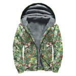 Dinosaur And Prehistoric Plants Print Sherpa Lined Zip Up Hoodie