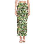 Dinosaur And Prehistoric Plants Print Side Slit Maxi Skirt