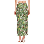 Dinosaur And Prehistoric Plants Print Side Slit Maxi Skirt