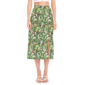 Dinosaur And Prehistoric Plants Print Side Slit Midi Skirt