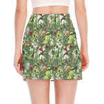 Dinosaur And Prehistoric Plants Print Side Slit Mini Skirt