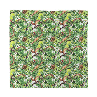 Dinosaur And Prehistoric Plants Print Silk Bandana