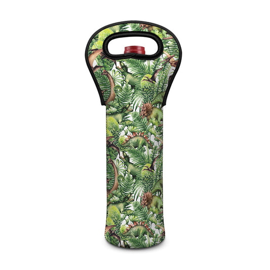 Dinosaur And Prehistoric Plants Print Single Neoprene Wine Tote