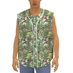 Dinosaur And Prehistoric Plants Print Sleeveless Baseball Jersey