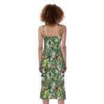 Dinosaur And Prehistoric Plants Print Slim Fit Midi Cami Dress