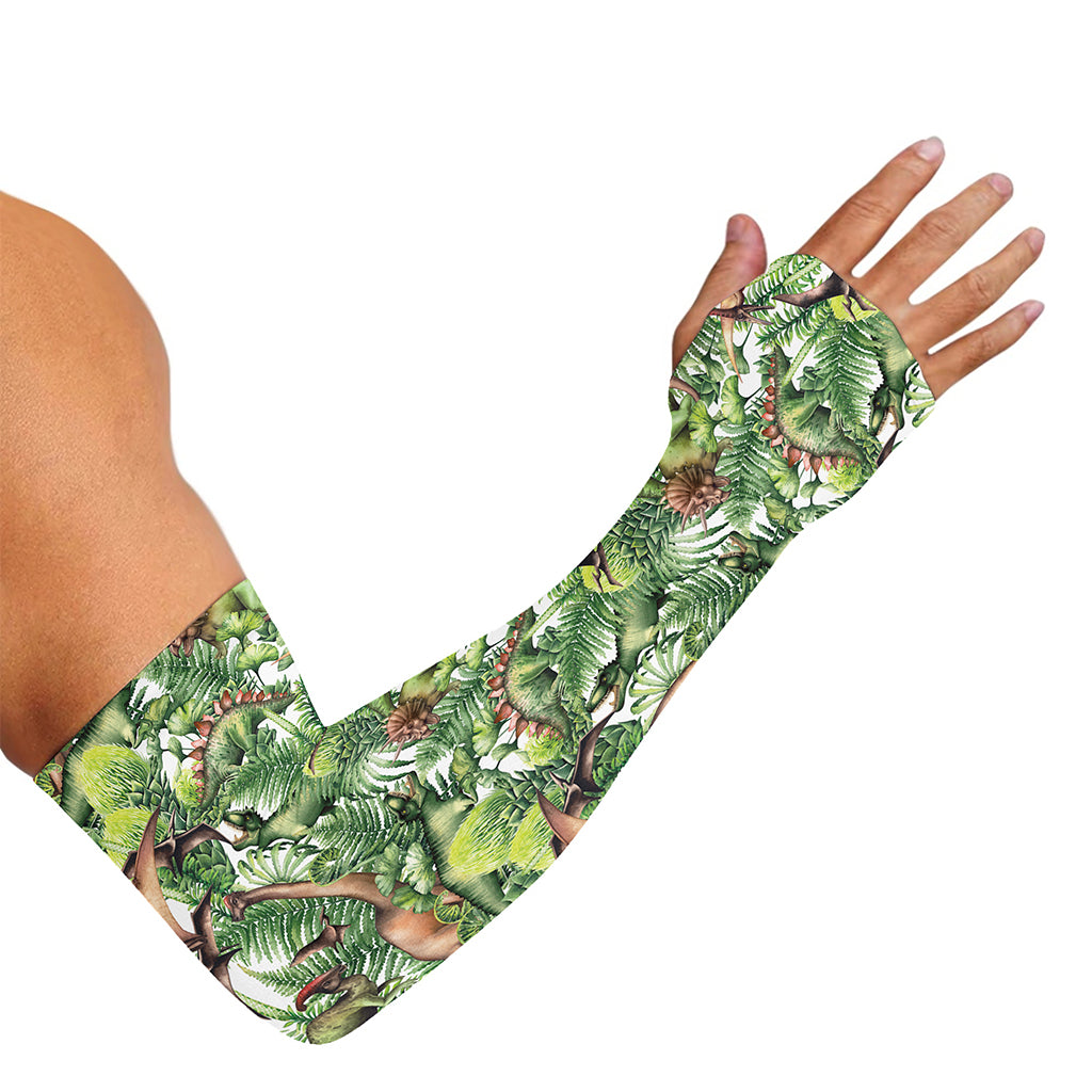 Dinosaur And Prehistoric Plants Print Sun Protection Arm Sleeves