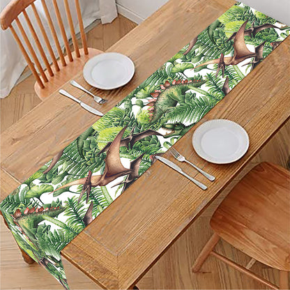Dinosaur And Prehistoric Plants Print Table Runner