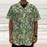 Dinosaur And Prehistoric Plants Print Textured Short Sleeve Shirt