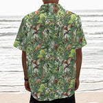 Dinosaur And Prehistoric Plants Print Textured Short Sleeve Shirt