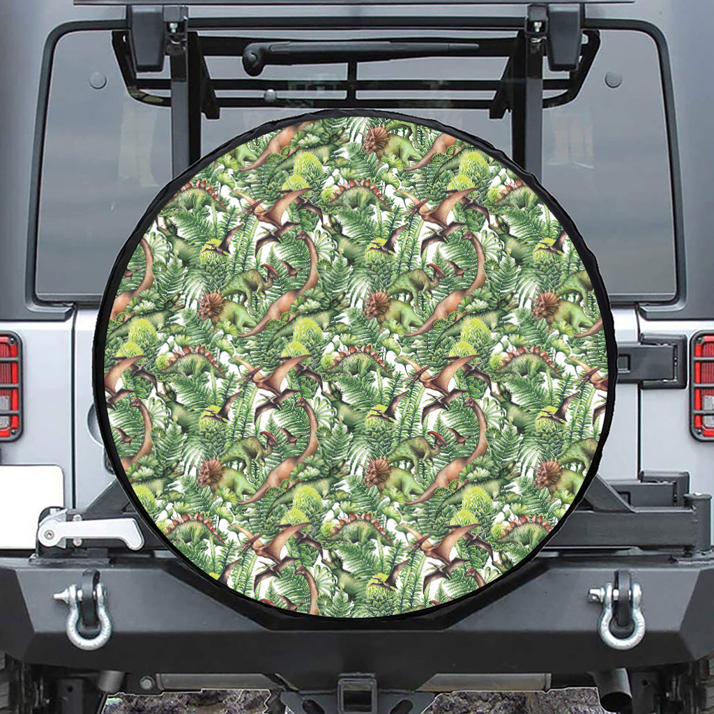Dinosaur And Prehistoric Plants Print Tire Cover