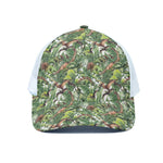 Dinosaur And Prehistoric Plants Print White Mesh Trucker Cap