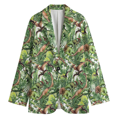 Dinosaur And Prehistoric Plants Print Women's Blazer