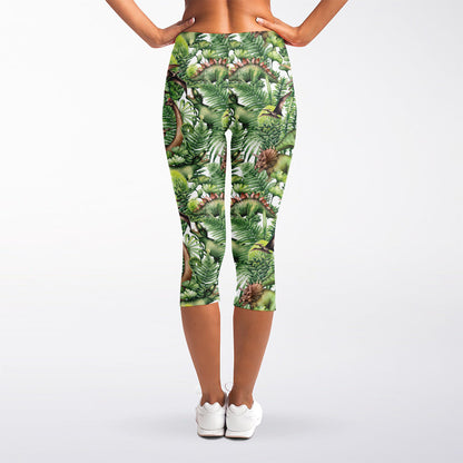 Dinosaur And Prehistoric Plants Print Women's Capri Leggings