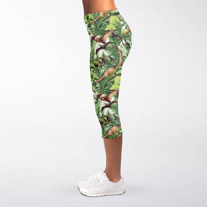 Dinosaur And Prehistoric Plants Print Women's Capri Leggings