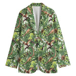 Dinosaur And Prehistoric Plants Print Women's Cotton Blazer