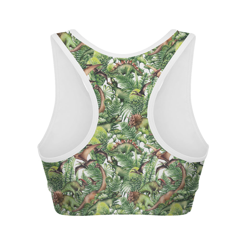 Dinosaur And Prehistoric Plants Print Women's Sports Bra