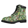 Dinosaur And Prehistoric Plants Print Padded Collar Lace Up Boots