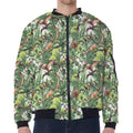 Dinosaur And Prehistoric Plants Print Zip Sleeve Bomber Jacket