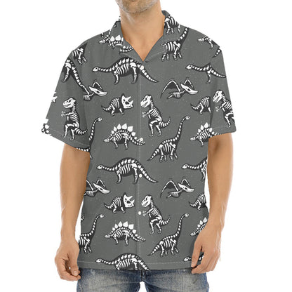 Dinosaur Fossil Pattern Print Aloha Shirt