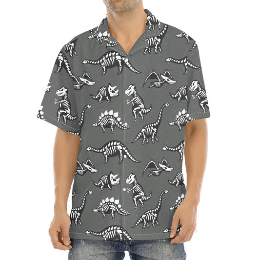 Dinosaur Fossil Pattern Print Aloha Shirt