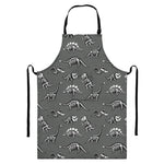 Dinosaur Fossil Pattern Print Bib Apron With Pocket