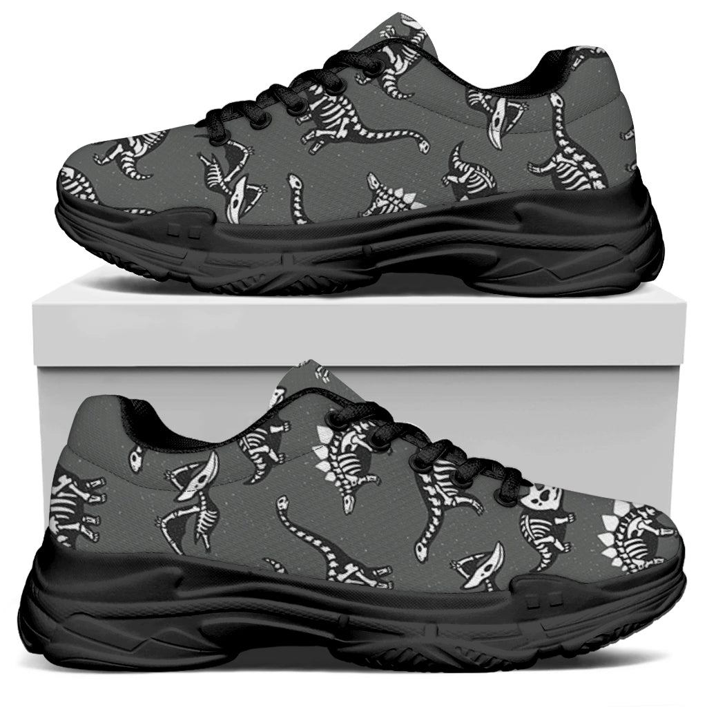Dinosaur Fossil Pattern Print Black Chunky Shoes