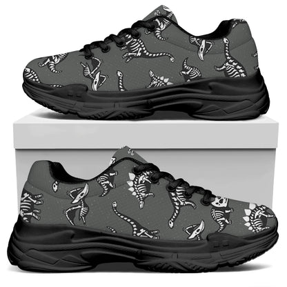 Dinosaur Fossil Pattern Print Black Chunky Shoes