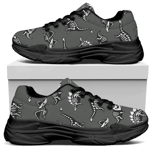 Dinosaur Fossil Pattern Print Black Chunky Shoes