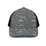 Dinosaur Fossil Pattern Print Black Mesh Trucker Cap